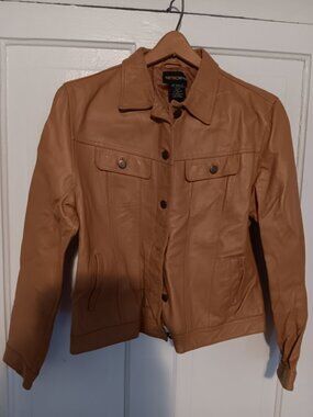 Brown Metro Style Leather Jacket Size 10